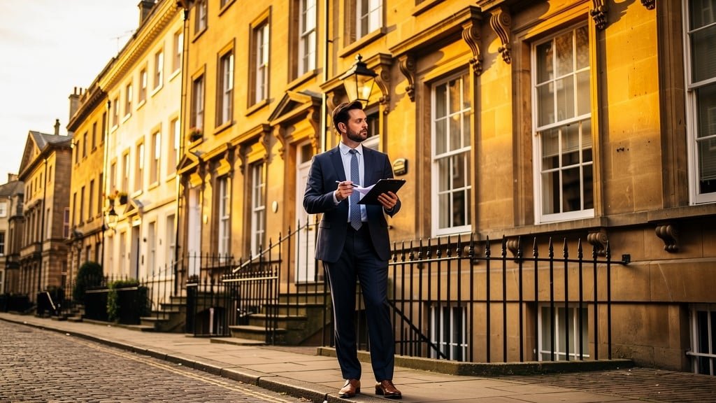 Surveyor inspecting the exterior of a Bristol Georgian property
